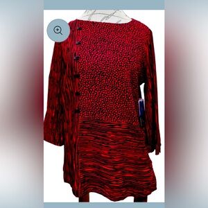Ali Miles Red/Black Pullover Tunic